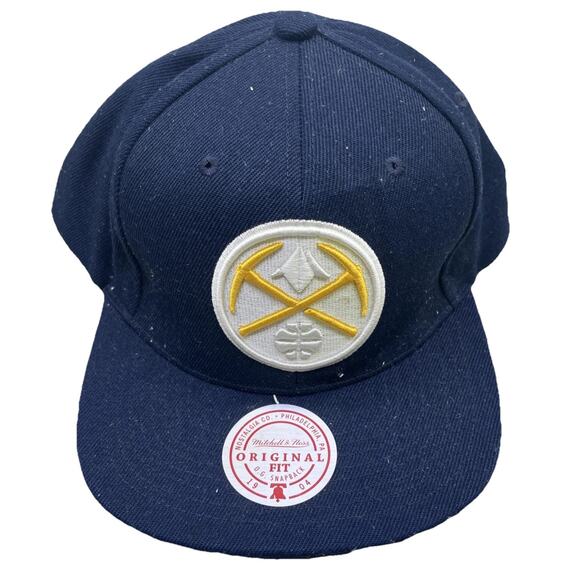 Mitchell & Ness Denver Nuggets NBA Snapback Cap 3D Logo Navy Hat Used. - Picture 1 of 9